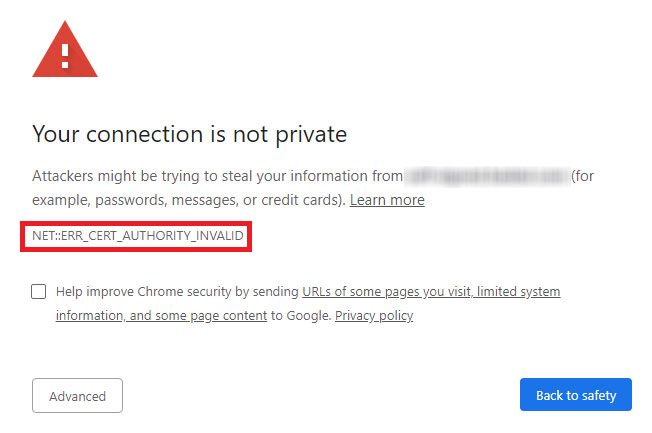 SSL Certificate Not Trusted Error