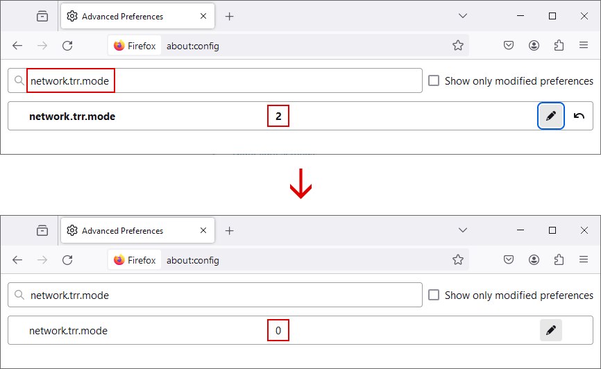 Firefox Network trr mode