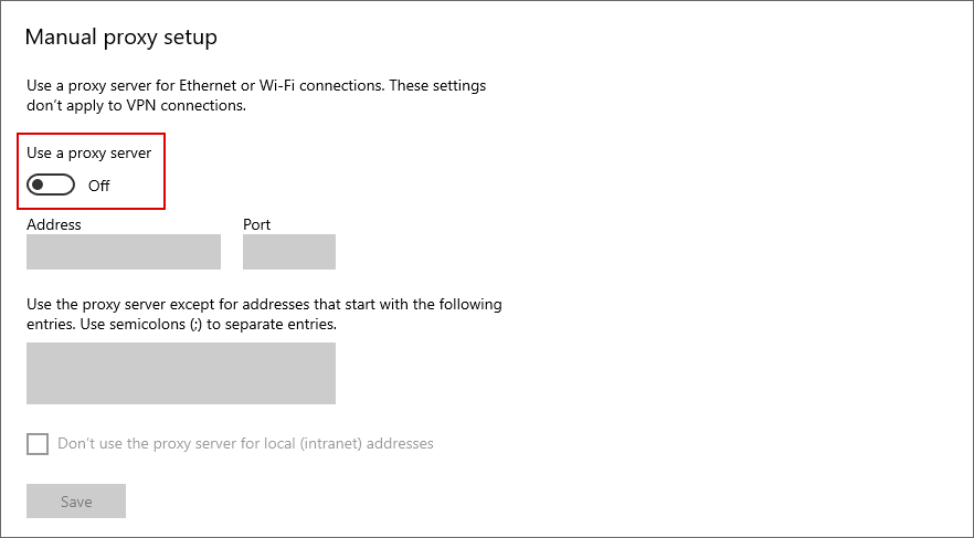 Proxy Settings
