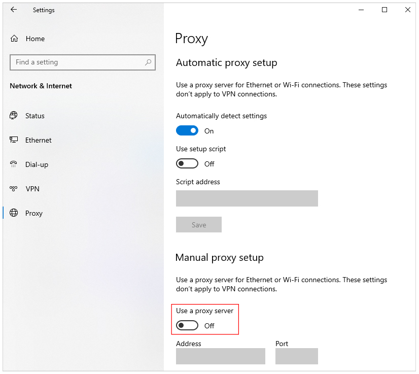 Windows - Manually Proxy Server Setting
