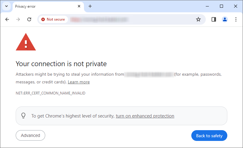 NET::ERR_CERT_COMMON_NAME_INVALID Error Google Chrome Browser