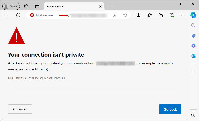 NET::ERR_CERT_COMMON_NAME_INVALID Error Microsoft Edge