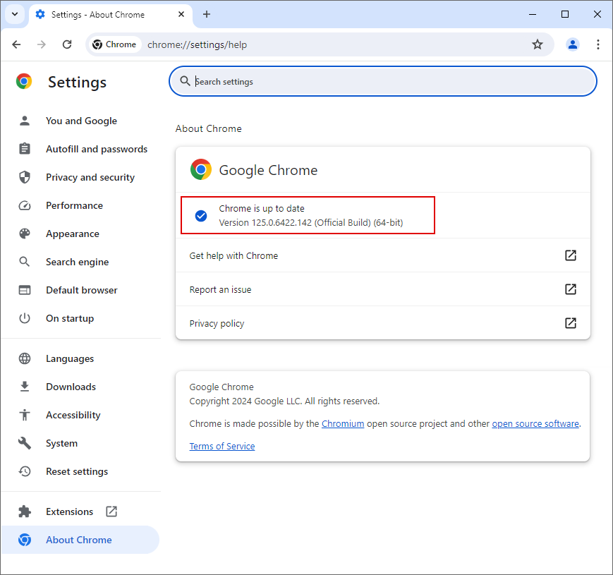 Update Google Chrome
