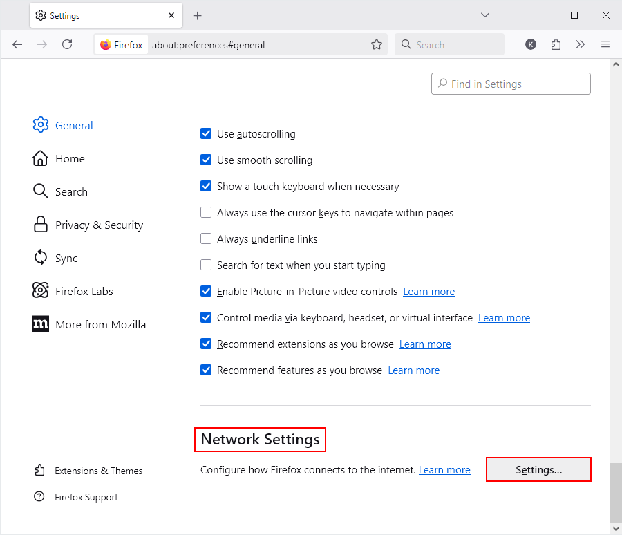 Firefox Network Setting