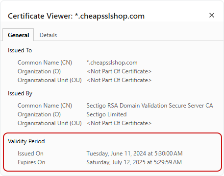 SSL Certificate Expiry date