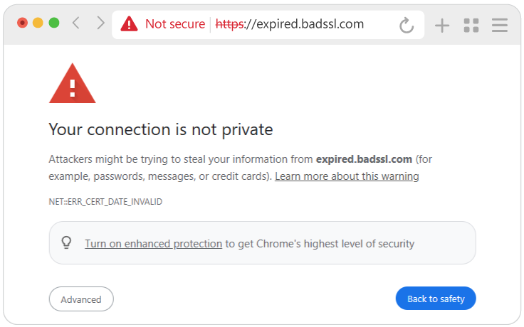Expired SSL Certificate Browser Warning