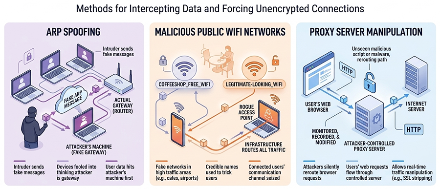 How Attackers Gain the Position Needed for SSL Stripping?