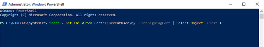 Assign the Certificate to a Variable