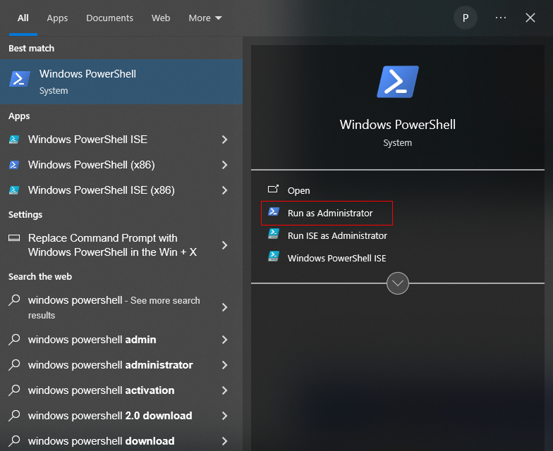 Open PowerShell as Administrator